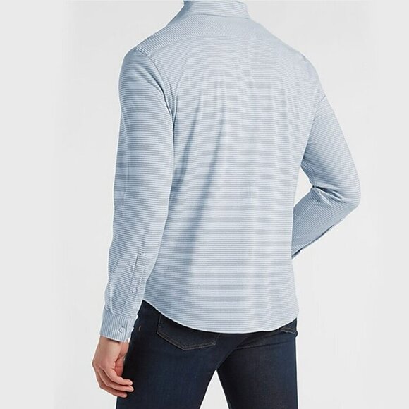 Express Men's Blue Striped Soft Stretch Shirt - Size XL - NWT $70 - Picture 2 of 6
